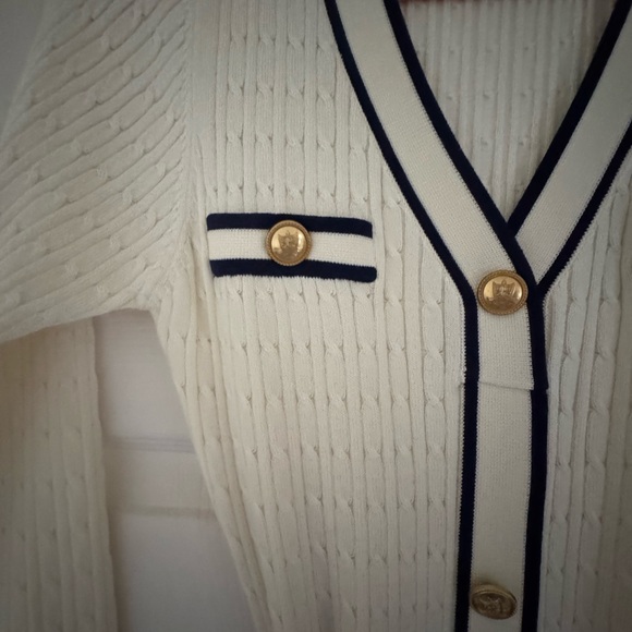 Pointelle Knit V-Neck Midi Ivory Dress - Picture 14 of 16